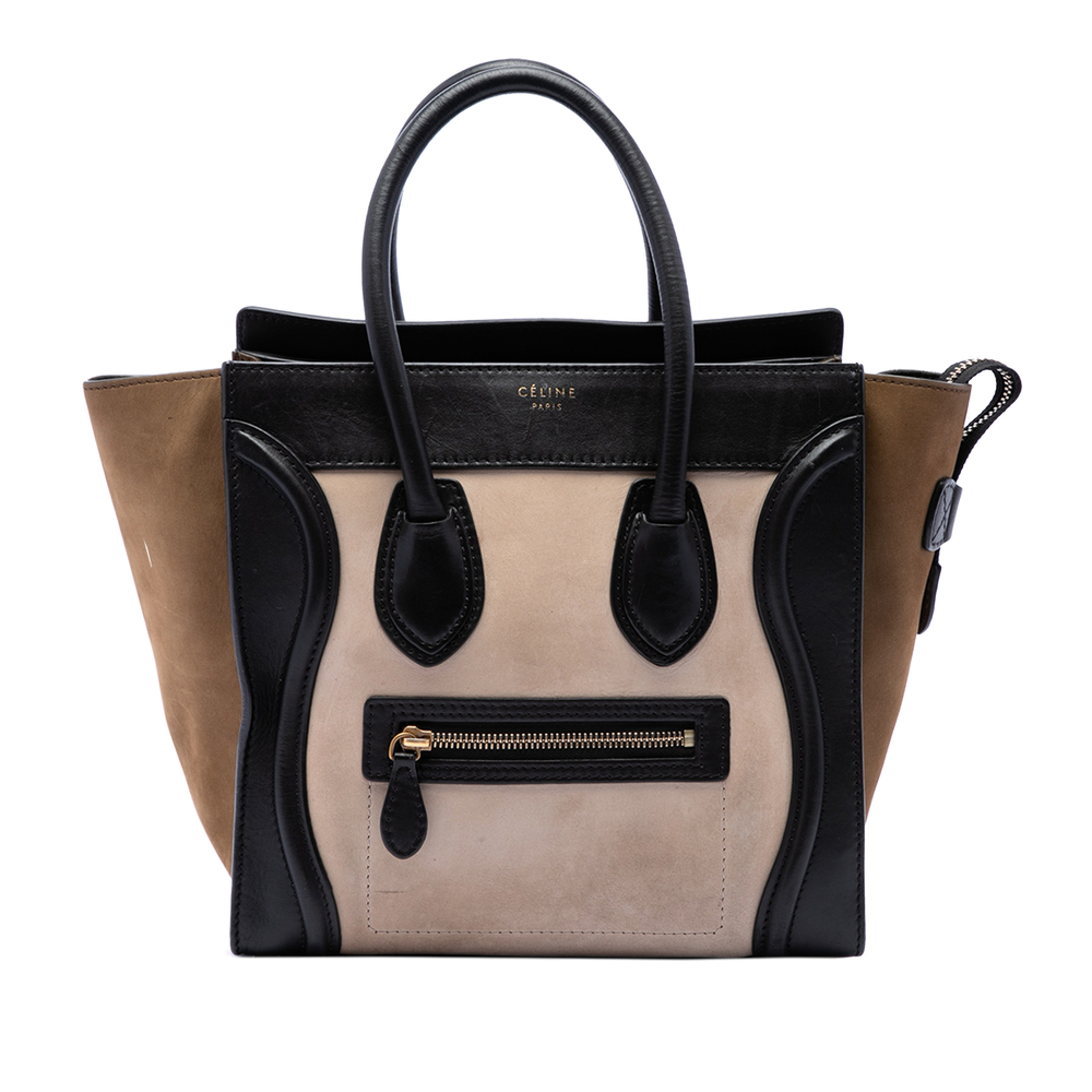 Pre-Loved Celine Micro Tricolor Calfskin and Suede Luggage Tote